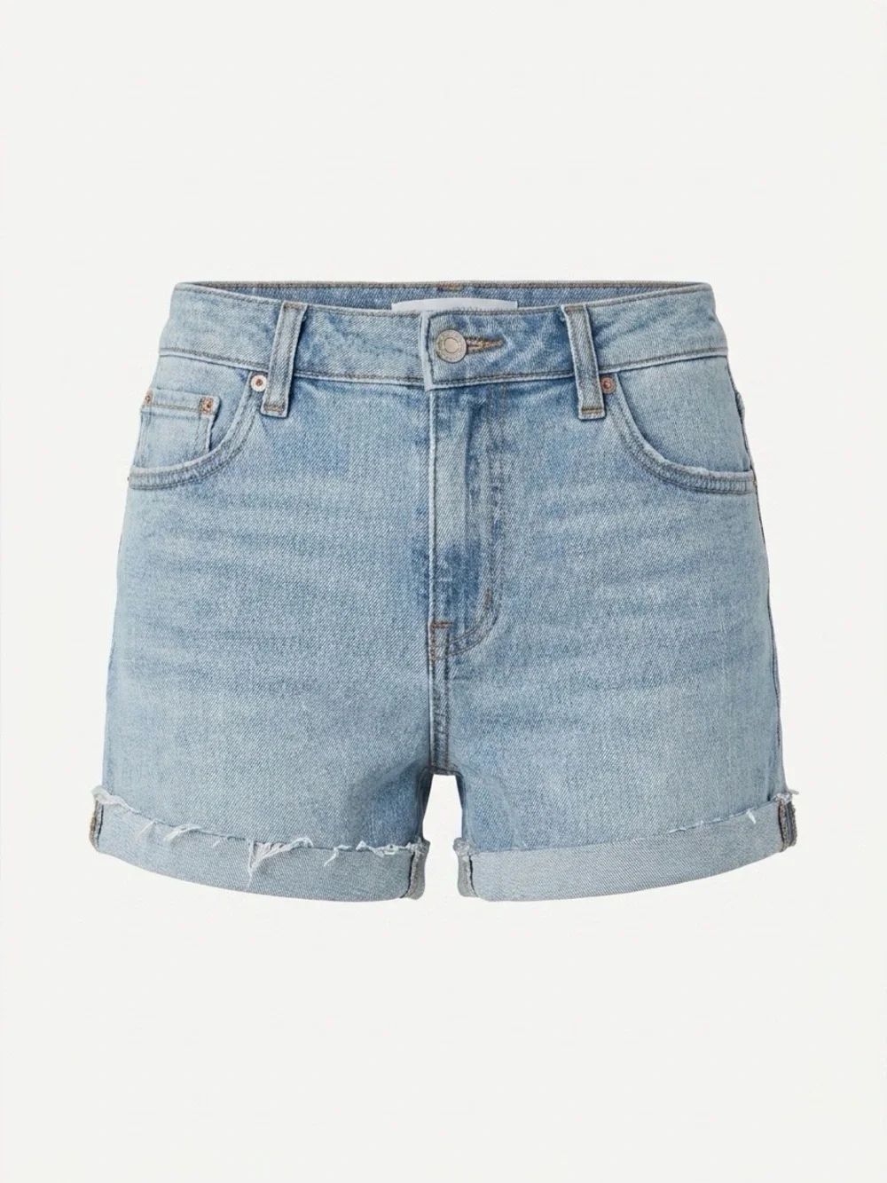 Celebrity Pink Light Blue Rolled Hem Denim Shorts